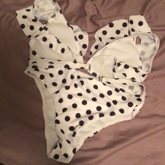 NEW Polka Dot Ruffle Cheeky High Waisted Bikini - Picture 7 of 8